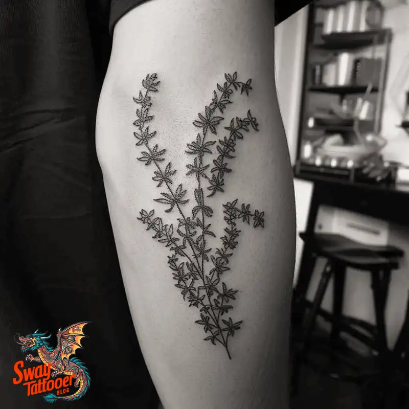 100 Thyme Tattoo Design Ideas: Fine Line Botanical Ink 82 Thyme Tattoo