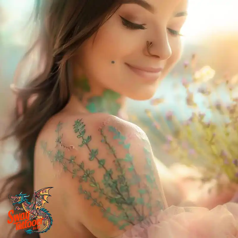 100 Thyme Tattoo Design Ideas: Fine Line Botanical Ink 32 Thyme Tattoo Design
