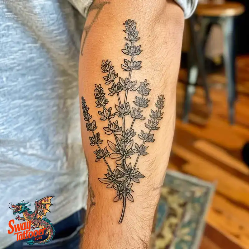 100 Thyme Tattoo Design Ideas: Fine Line Botanical Ink 81 Thyme Tattoo