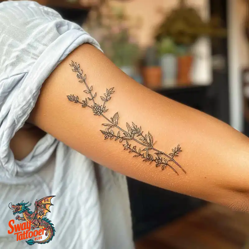 100 Thyme Tattoo Design Ideas: Fine Line Botanical Ink 80 Thyme Tattoo