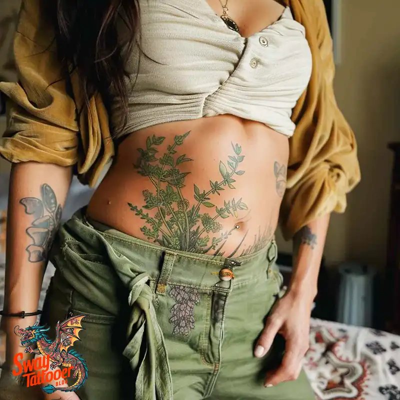 100 Thyme Tattoo Design Ideas: Fine Line Botanical Ink 17 Thyme Tattoo Design
