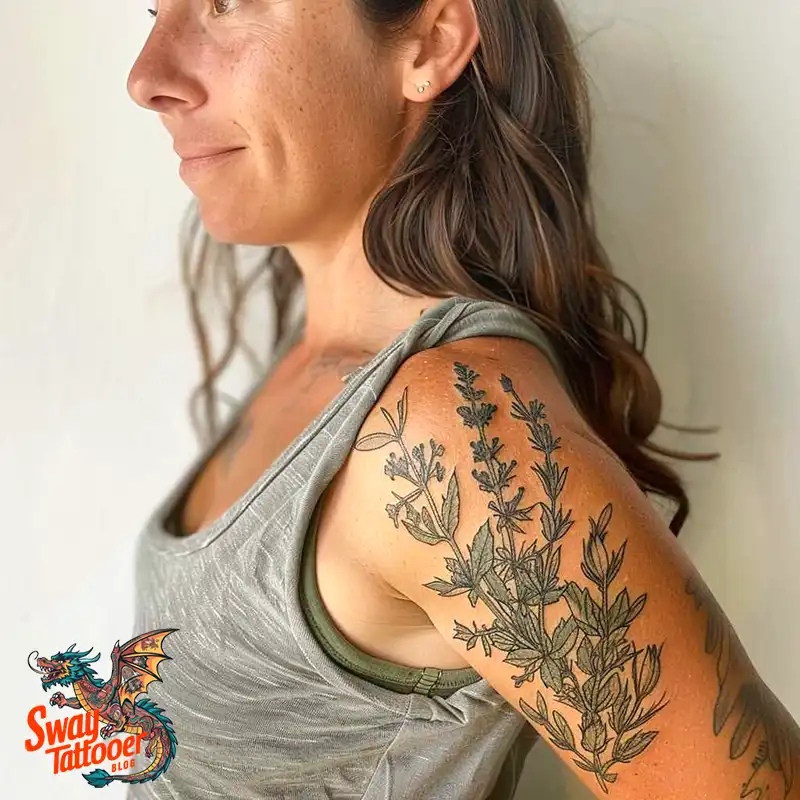 100 Thyme Tattoo Design Ideas: Fine Line Botanical Ink 16 Thyme Tattoo Design