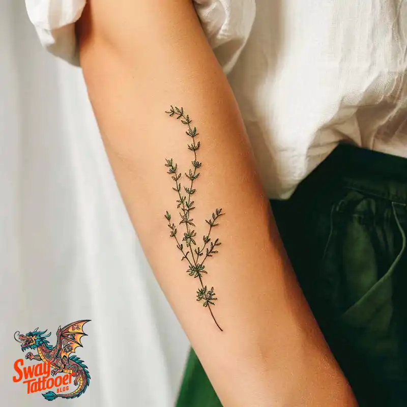 100 Thyme Tattoo Design Ideas: Fine Line Botanical Ink 79 Thyme Tattoo