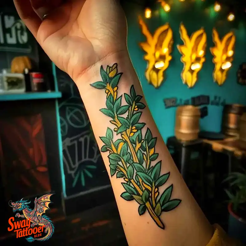 100 Thyme Tattoo Design Ideas: Fine Line Botanical Ink 6 Thyme Tattoo Design