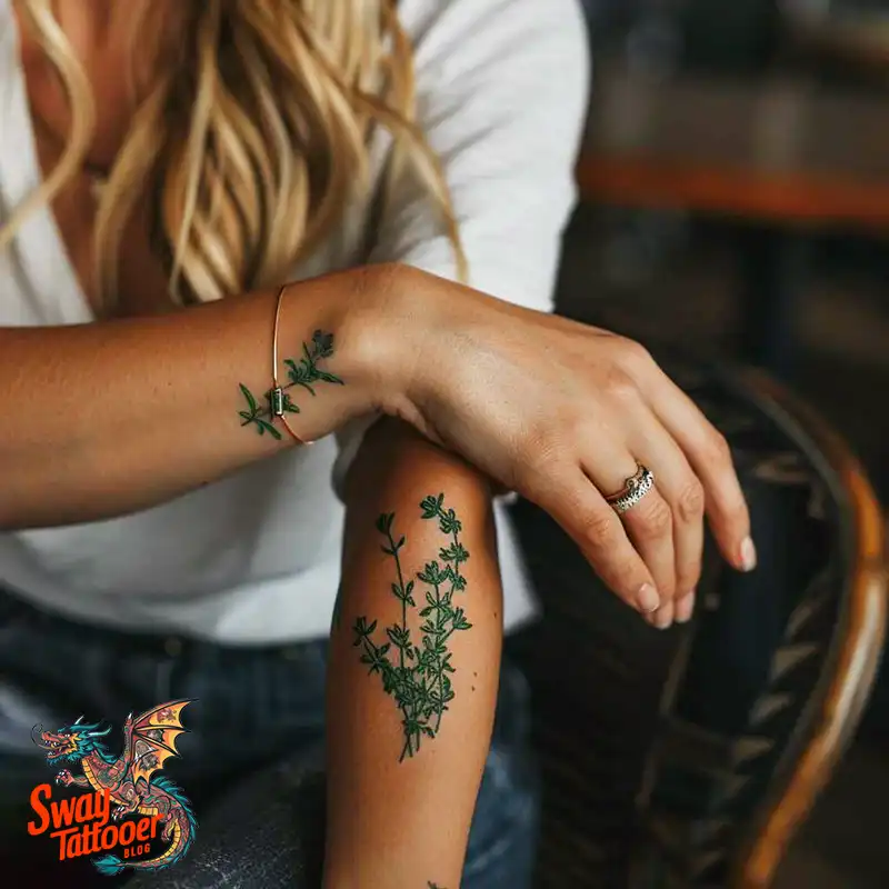 100 Thyme Tattoo Design Ideas: Fine Line Botanical Ink 5 Thyme Tattoo Design