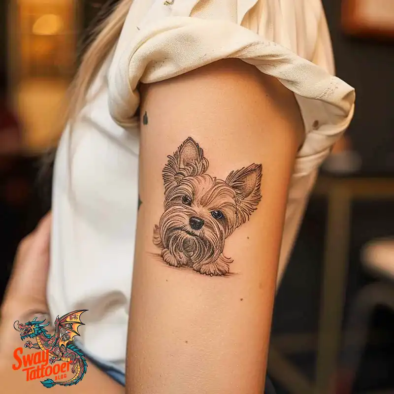 100 Yorkie Tattoo Designs: Symbolism, Placement, and More 44 yorkie34