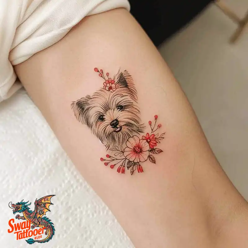 100 Yorkie Tattoo Designs: Symbolism, Placement, and More 1 yorkie80