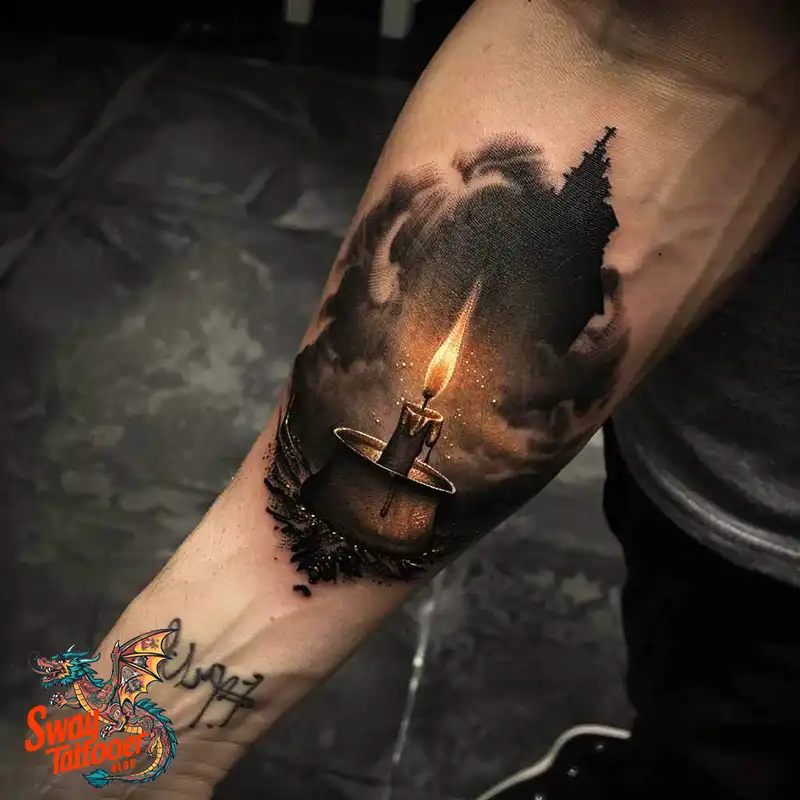 160 Candle Tattoo Designs: Your Skin with Symbolic Art 153 candle10