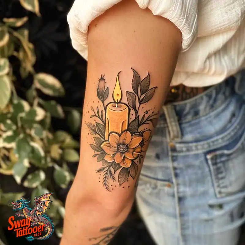 160 Candle Tattoo Designs: Your Skin with Symbolic Art 37 Candle Tattoo Ideas
