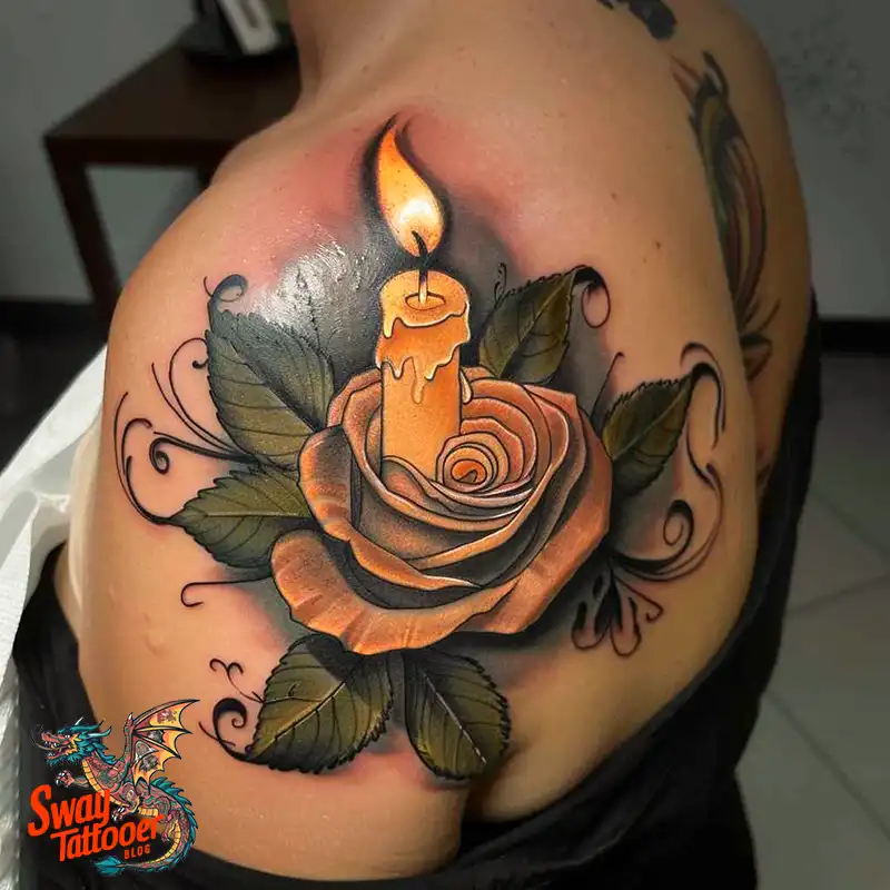 160 Candle Tattoo Designs: Your Skin with Symbolic Art 141 candle22
