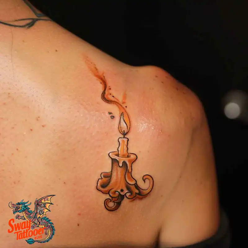 160 Candle Tattoo Designs: Your Skin with Symbolic Art 142 candle23