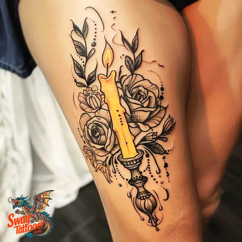 160 Candle Tattoo Designs: Your Skin with Symbolic Art 144 candle25