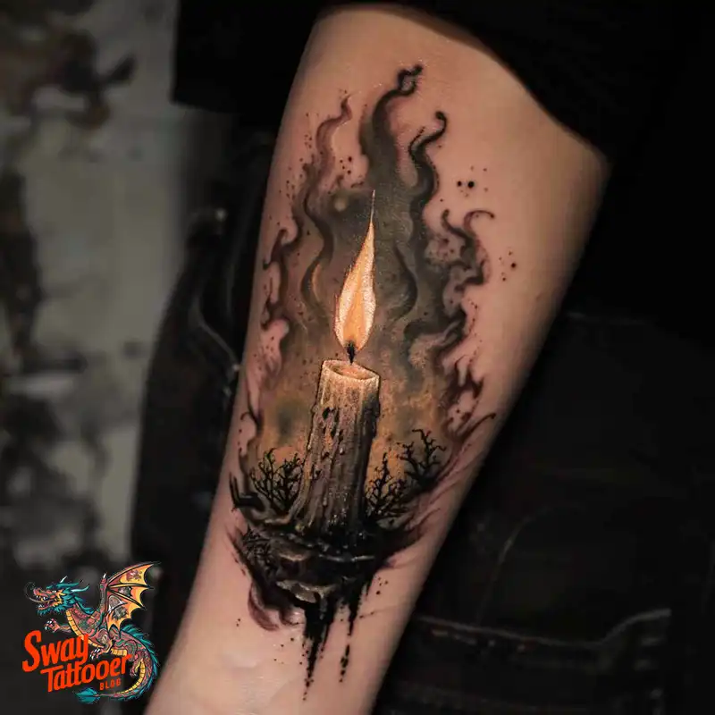 160 Candle Tattoo Designs: Your Skin with Symbolic Art 137 candle27