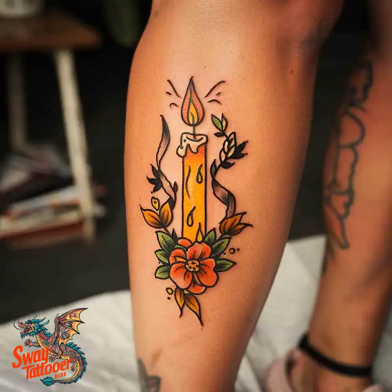 160 Candle Tattoo Designs: Your Skin with Symbolic Art 122 candle39