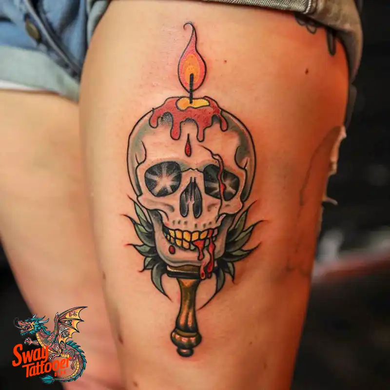 160 Candle Tattoo Designs: Your Skin with Symbolic Art 160 candle4