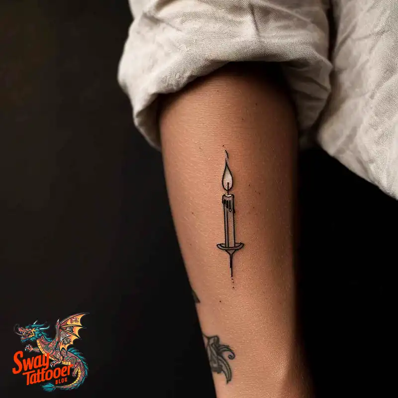 160 Candle Tattoo Designs: Your Skin with Symbolic Art 124 candle41