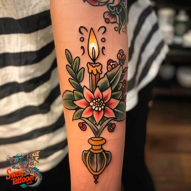 160 Candle Tattoo Designs: Your Skin with Symbolic Art 119 candle45