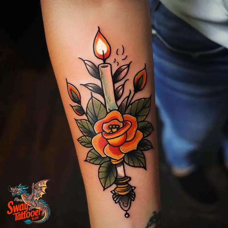 160 Candle Tattoo Designs: Your Skin with Symbolic Art 118 candle46