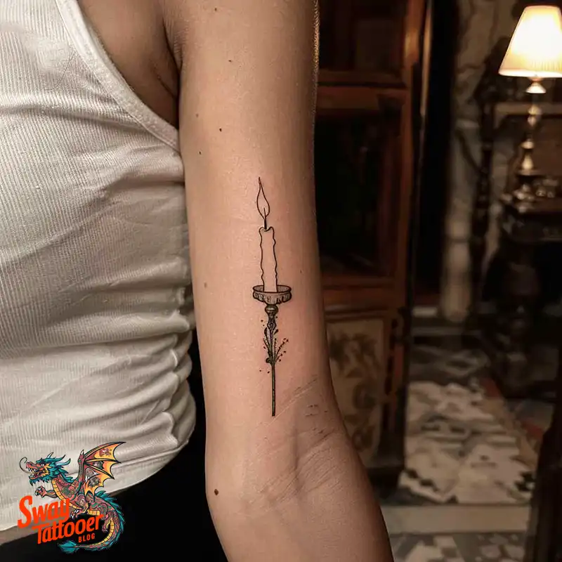 160 Candle Tattoo Designs: Your Skin with Symbolic Art 113 candle54
