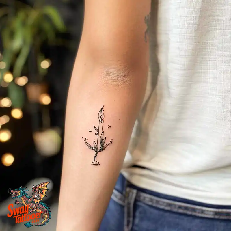 160 Candle Tattoo Designs: Your Skin with Symbolic Art 104 candle57