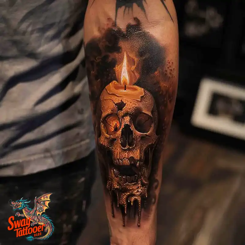 160 Candle Tattoo Designs: Your Skin with Symbolic Art 158 candle6