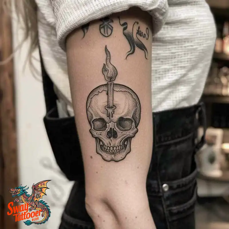 160 Candle Tattoo Designs: Your Skin with Symbolic Art 107 candle60