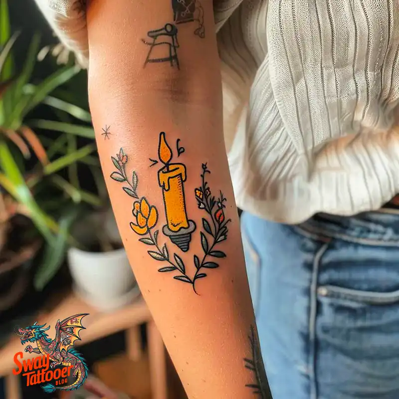 160 Candle Tattoo Designs: Your Skin with Symbolic Art 90 candle79