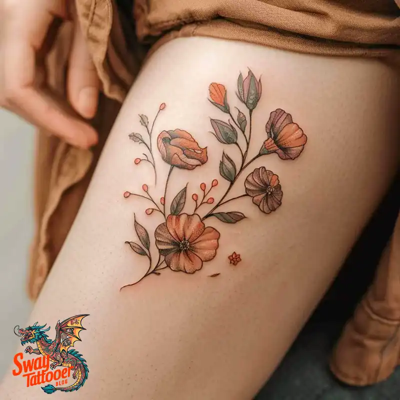 floral thigh tattoo ideas