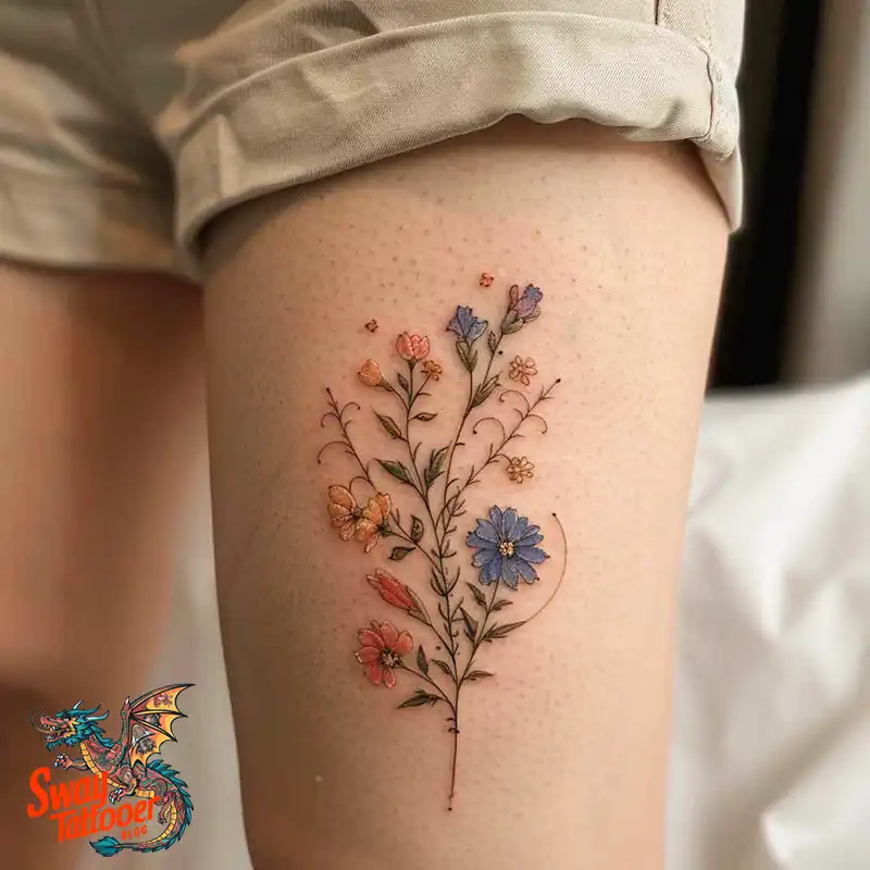 floral thigh tattoo ideas
