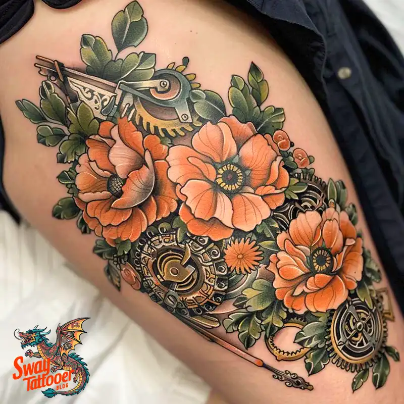 floral thigh tattoo ideas