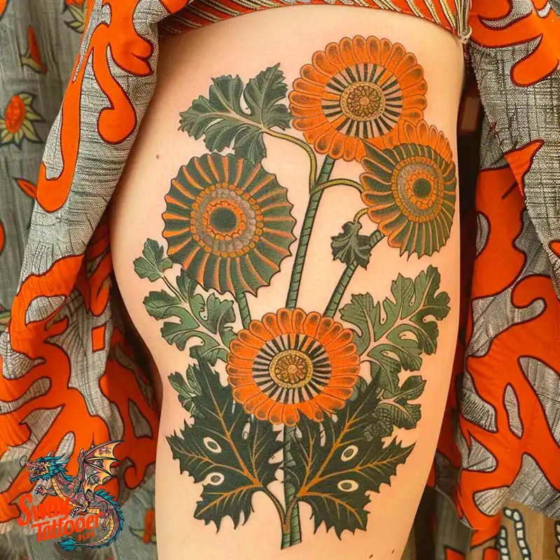 floral thigh tattoo ideas