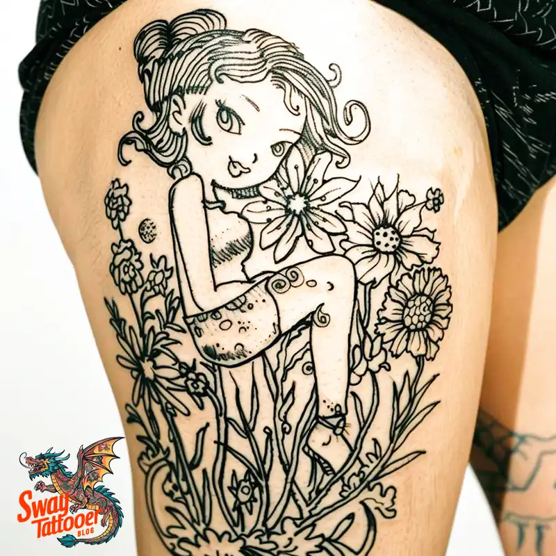 floral thigh tattoo ideas