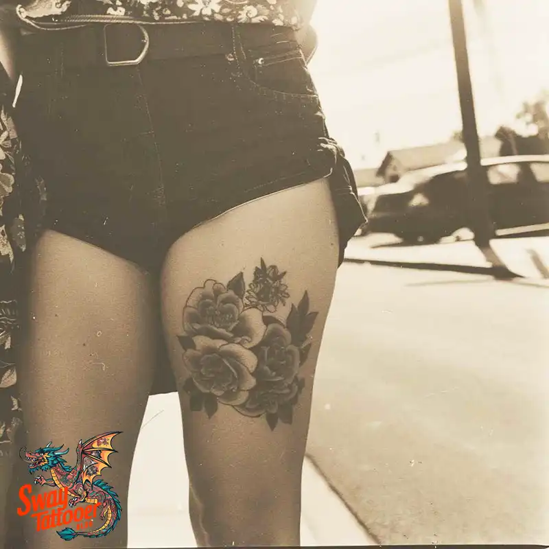 floral thigh tattoo ideas
