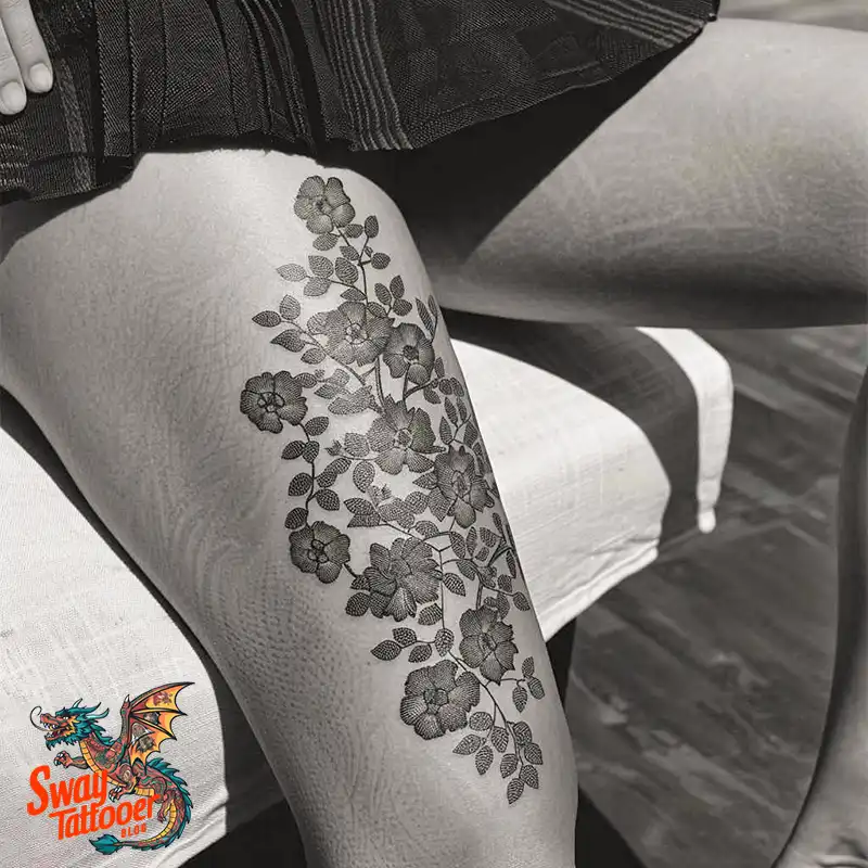 floral thigh tattoo ideas