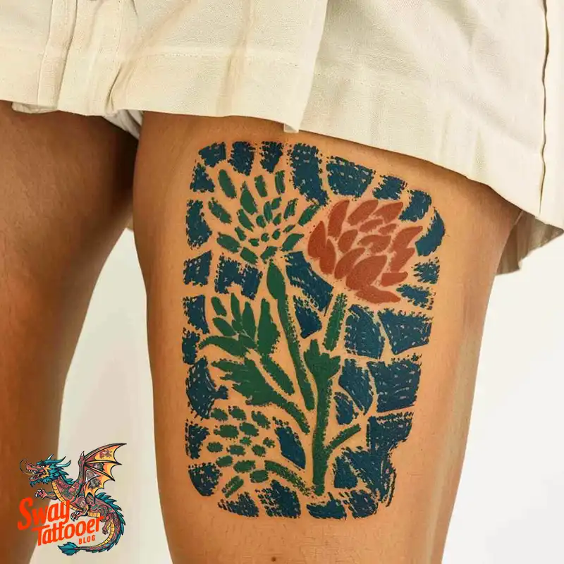 floral thigh tattoo ideas
