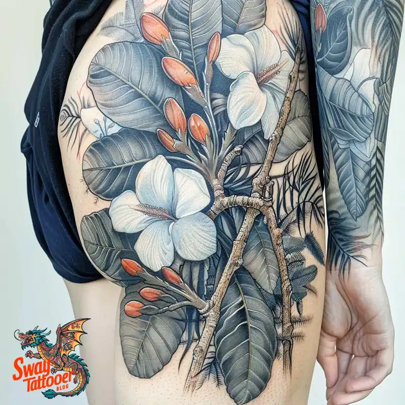 floral thigh tattoo ideas