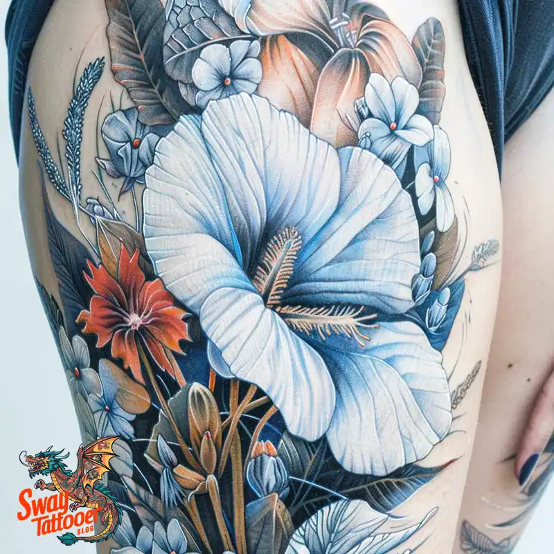 floral thigh tattoo ideas