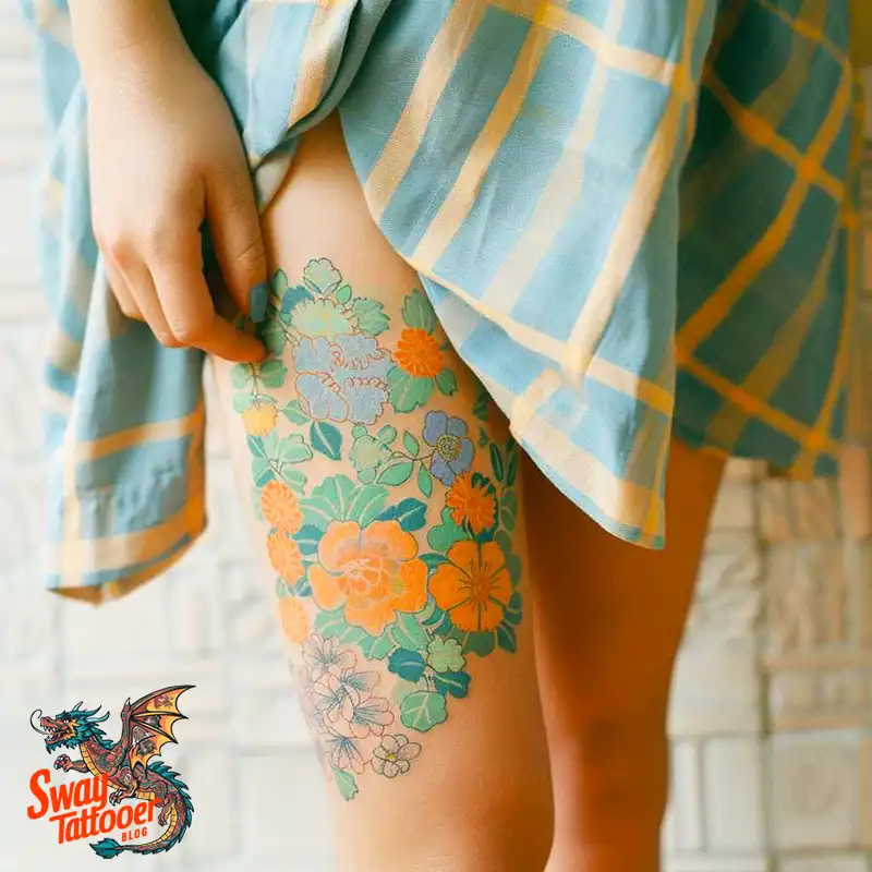 floral thigh tattoo ideas