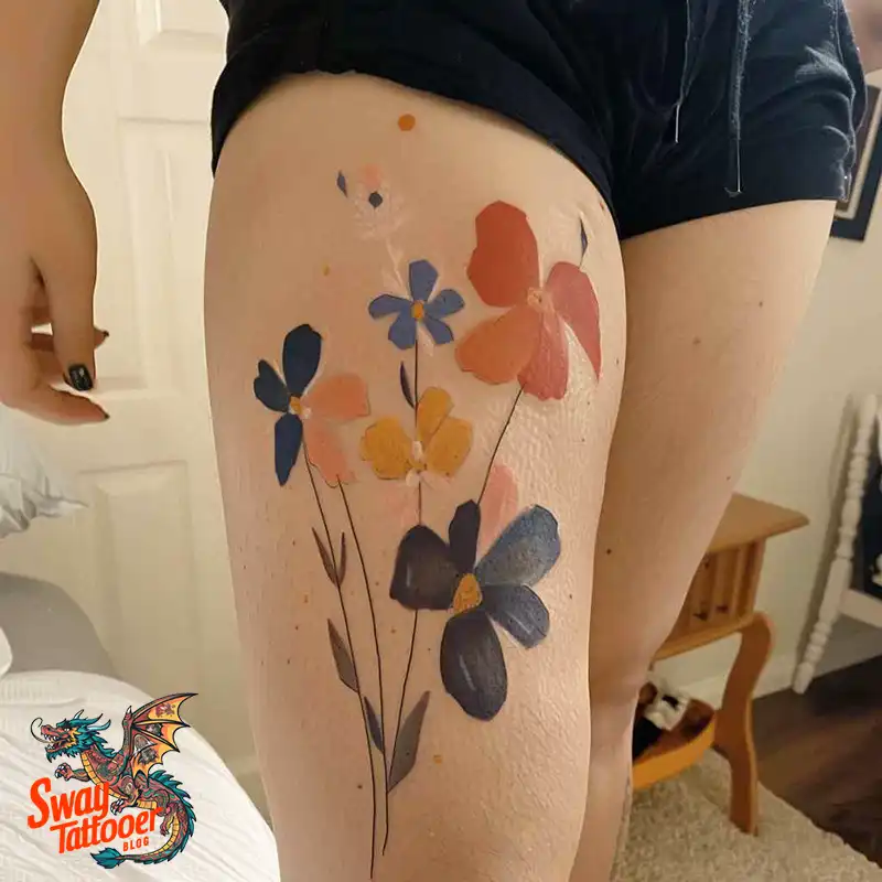 floral thigh tattoo ideas