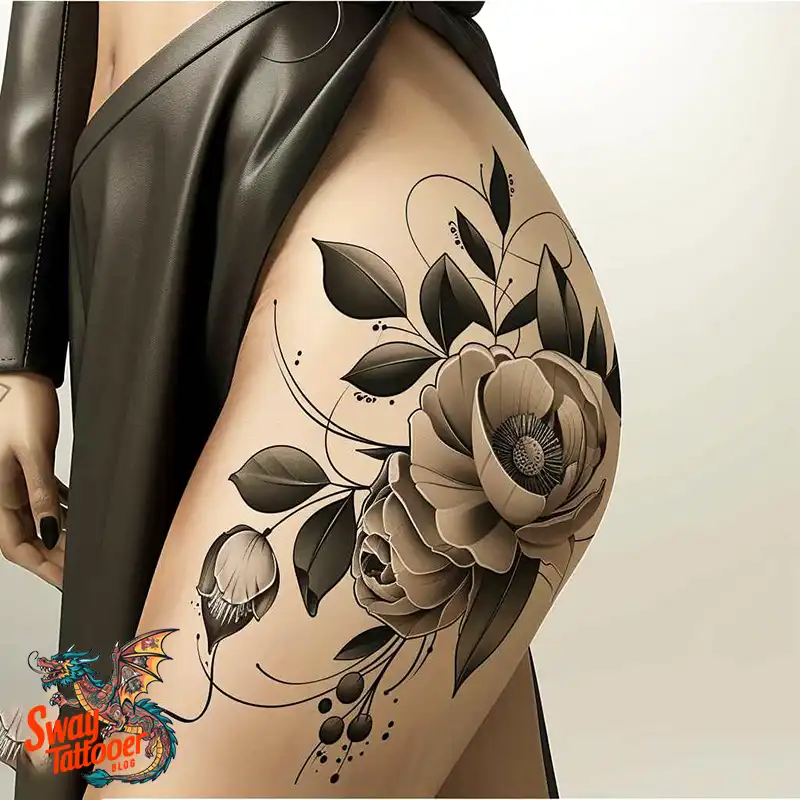floral thigh tattoo designs