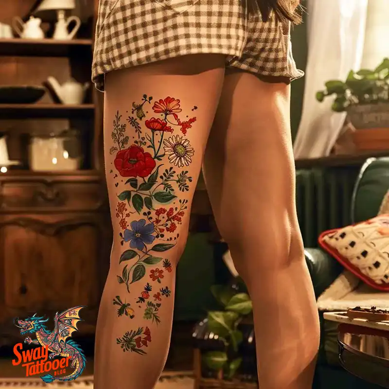 floral thigh tattoo designs