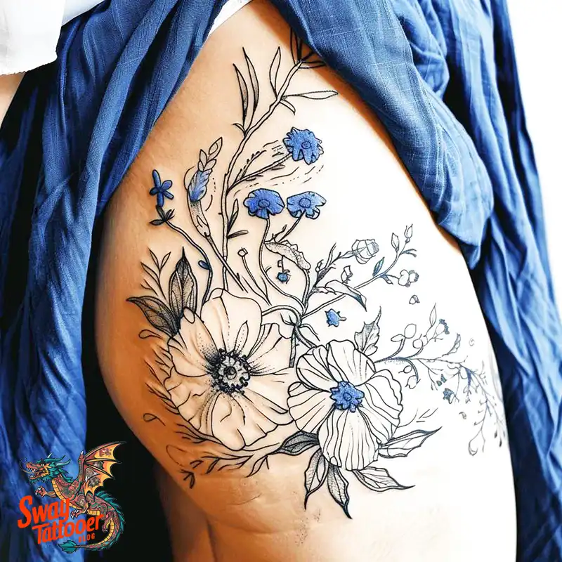 floral thigh tattoo designs