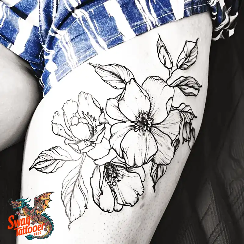floral thigh tattoo designs