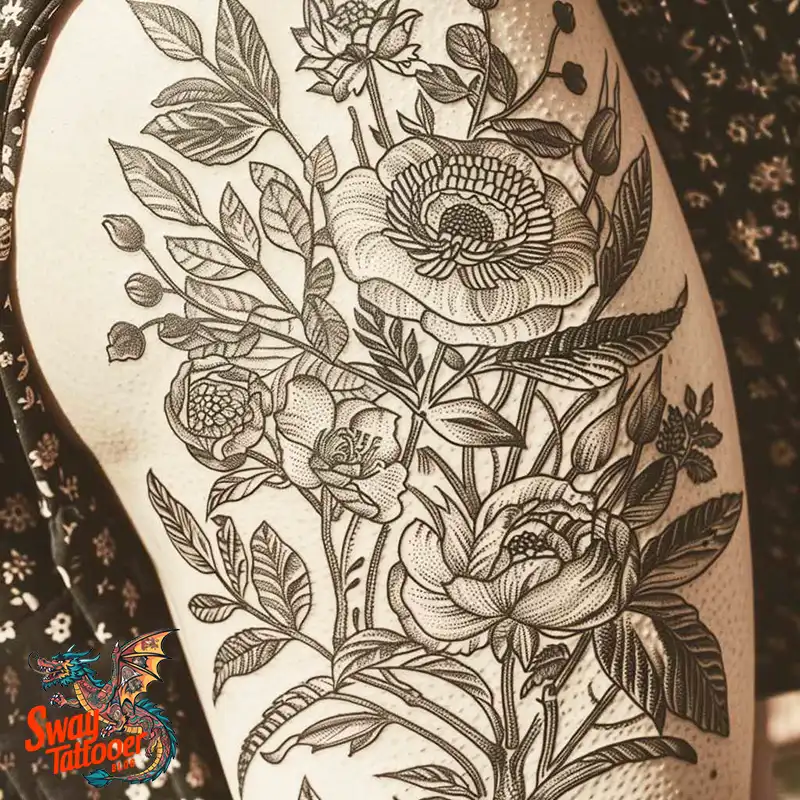 floral thigh tattoo designs