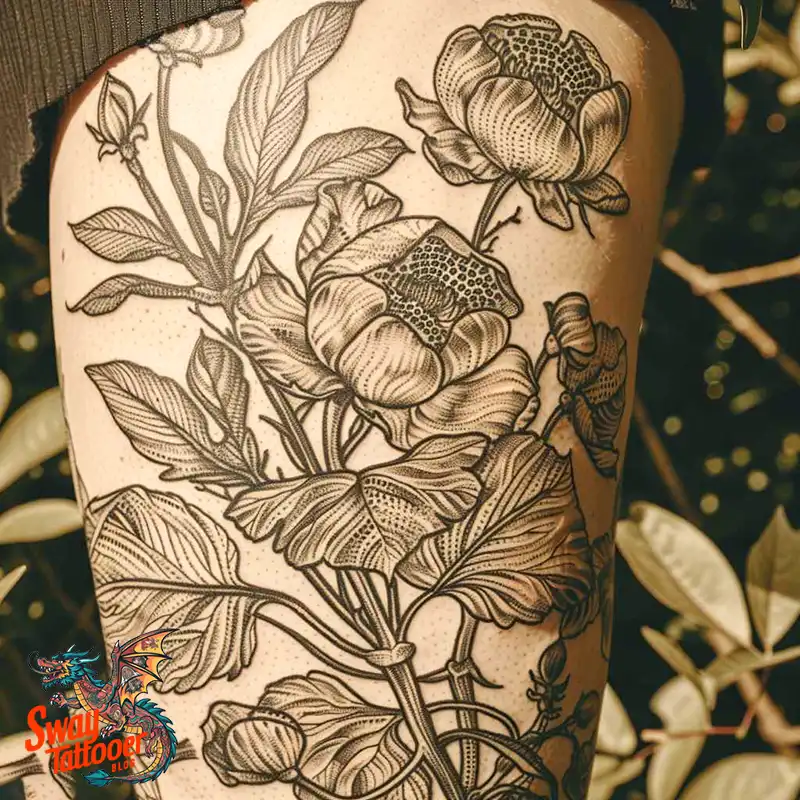 floral thigh tattoo designs