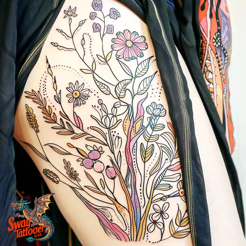 floral thigh tattoo designs