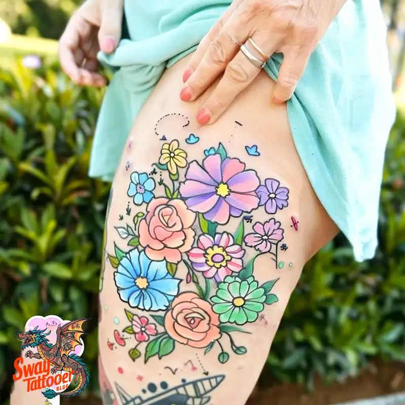 floral thigh tattoo designs