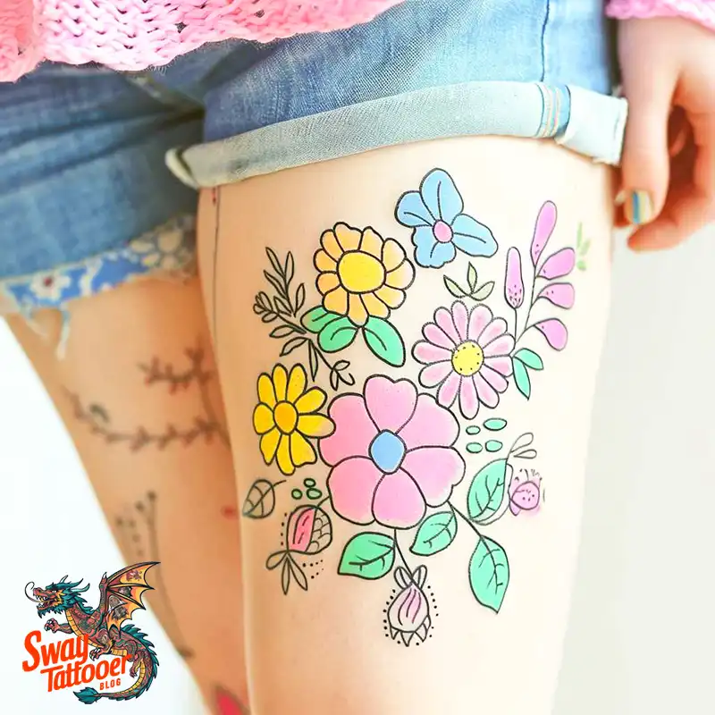 floral thigh tattoo designs