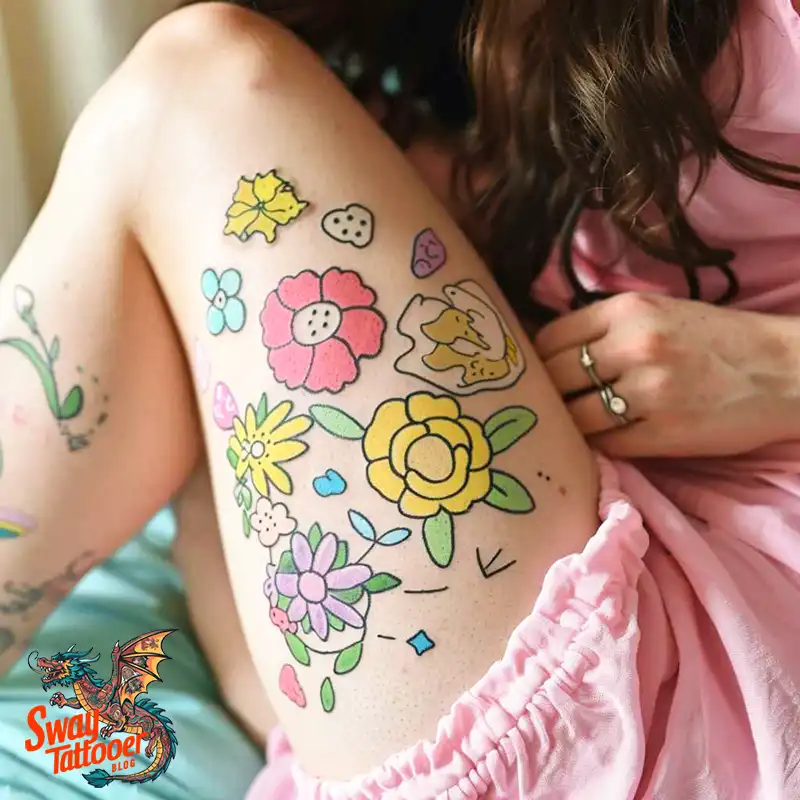 floral thigh tattoo designs