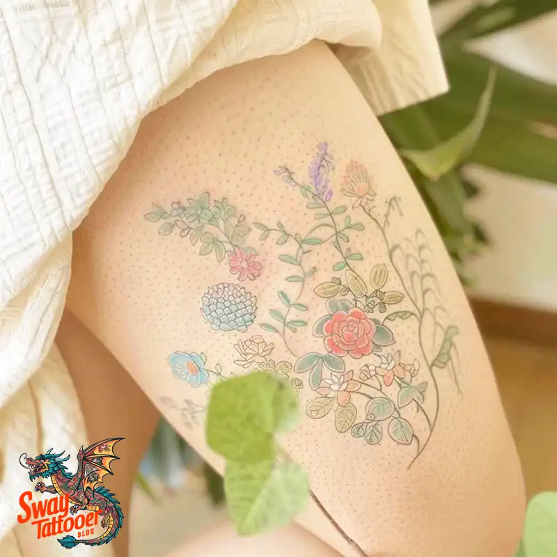 floral thigh tattoo designs